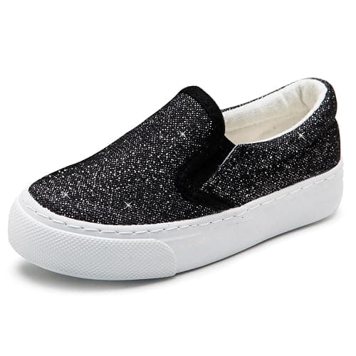 Toandon Toddler Girls Kids Sparkle Slip On Sneakers Loafers Age 2-10 - Image 1