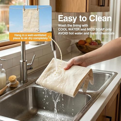 2 Pack Beeswax Sourdough Bread Bags for Sourdough Homemade Bread(17x13 in) | Reusable Beeswax Bread Bags,Upgraded Large Capacity Portable,Sourdough Bread Storage,Eco-Friendly and Freshness Preservation thumbnail 6