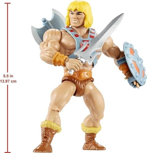 ​Masters of the Universe Origins Action Figure He-Man 5.5 Inch 1980s Motu TV Hero Toy, Detailed Design with Harness, Sword, Axe & Shield thumbnail 2