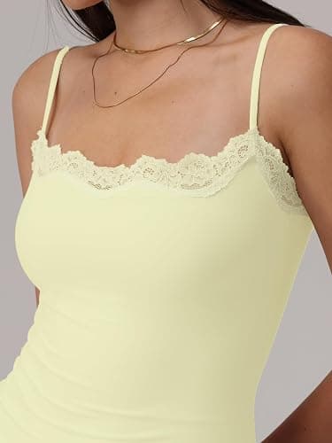 Starrylion Padded Lace Cami Top Double Lined Sexy Tank Top Spaghetti Strap Club Party Shirt thumbnail 3