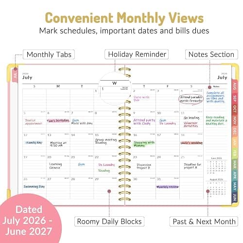 Forvencer Academic Planner 2026-2027, Hardcover Calendar Planner Weekly & Monthly, July 2026 - June 2027, 8.5" x 11", Daily Agenda with Tabs, College School Organizer for Student Teacher, Pink thumbnail 4
