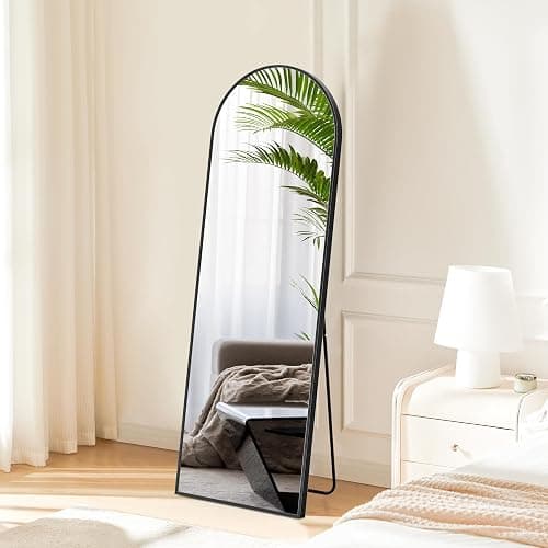 Sweetcrispy 60"x16" Arched Full Length Mirror, Standing or Leaning Full Body Mirror with Aluminum Alloy Thin Frame, Suitable for Bedroom or Cloakroom,Black thumbnail 4