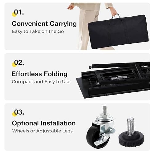 Portable & Foldable Manicure Table w/Dust Collector, Rolling Nail Tech Desk w/LED Light Lamp, Wrist Cushion, Lockable Wheels, Carrying Case, for Home Travel Beauty Salon Workstation (Marble Black) thumbnail 5
