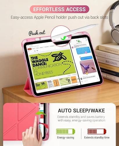 CoBak Case for iPad (A16) 11th Generation, iPad 10th Gen, Pink Glitter | Protective Multi-Angle Stand Cover with Portrait Mode, Pencil Holder, Auto Wake/Sleep, Case for iPad 11/10.9 Inches 2025/2022 thumbnail 5