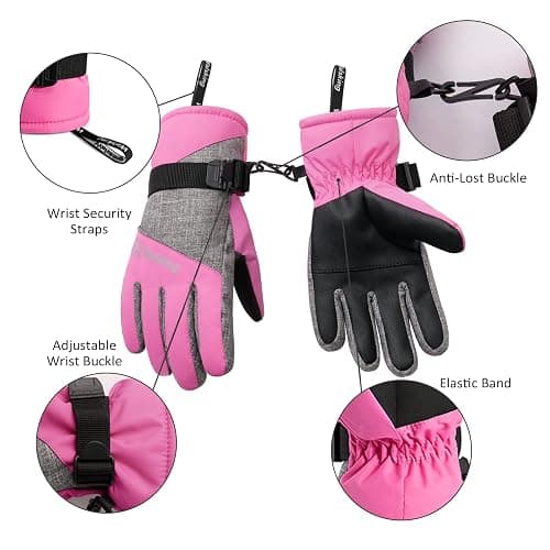 WALSKING Kids Winter Gloves-3M Thinsulate Snow Waterproof Ski Cold Weather Insulated Outdoor Snowboard Gloves for Boys Girls Youth thumbnail 5