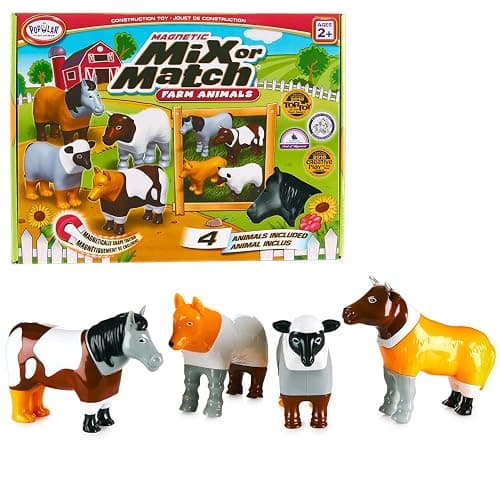 Magnetic Mix or Match Farm Animals Toy Play Set, 16 Pieces - Image 1