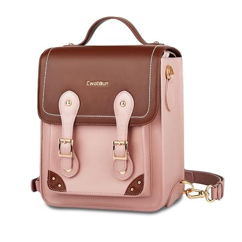 Cwatcun Camera Bag for Women, Retro Camera Crossbody Case, Vintage PU Leather Waterproof Camera Backpack, Lightweight Camera Handbag, Compatible with Canon/Nikon/Sony SLR/DSLR Mirrorless Camera, Lens - Image 1