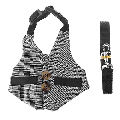 Hypeety Multipurpose Rabbit Vest Harness and Leash Set Small Animal Adjustable Soft Harness with Button Decor Formal Suit Style for Bunny Rabbit Kitten Small Animal Walking (S) thumbnail 2