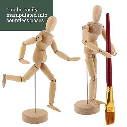 US Art Supply® Wood Artist Drawing Manikin Articulated Mannequin with Base and Flexible Body - Perfect for Drawing The Human Figure (5" Male) thumbnail 5