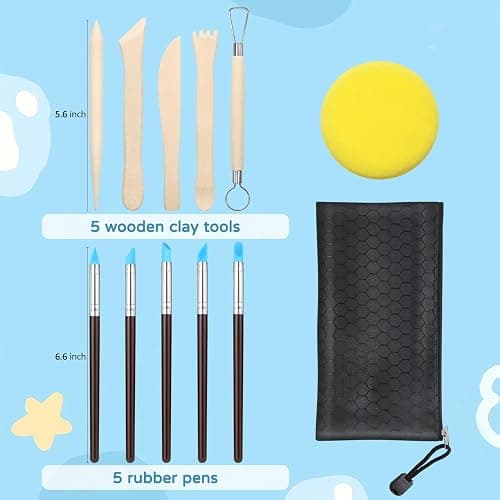 ZEHIQ Premium Air Dry Clay Kit, 2.2LBs Natural White Pottery Clay with 25 Pcs Clay Sculpting Tools, Modeling Clay for Pottery Wheel & Craft Projects, Ideal for All Skill Levels (White & Tools) thumbnail 5