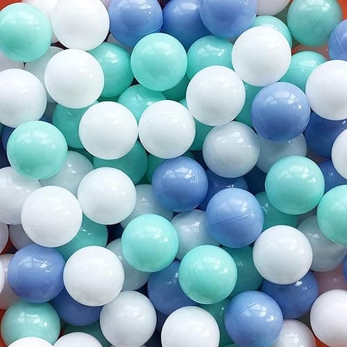 MoonxHome Ball Pit Balls for Toddlers, BPA Free Crush Proof Plastic Toy Balls for Ball Pit, Children's Pool Water Toys, Macaron Ocean Balls for Play Tent 2.15 Inch Pack of 100… - M-green&blue - 200