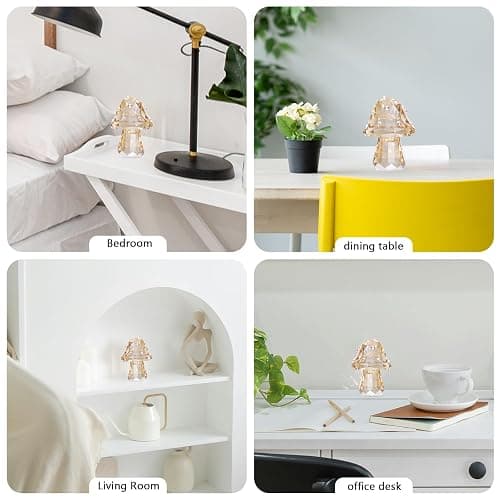 RONG KRISTO Crystal Mushroom Figurine,Glass Vegetable Kitchen Decor, Cute Mushroom Art Glass Office Desk Home Decoration, Handmade Collectible Gift for Bestfriend (Champagne Color) thumbnail 8