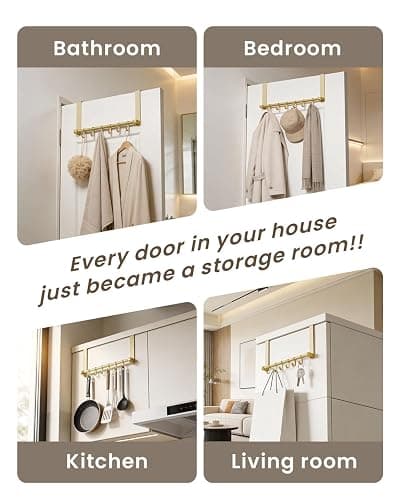 BOF Heavy Duty Over The Door Hooks, Moving 6 Door Hooks for Hanging, Over the Door Hanger Organizer for Bathroom thumbnail 7