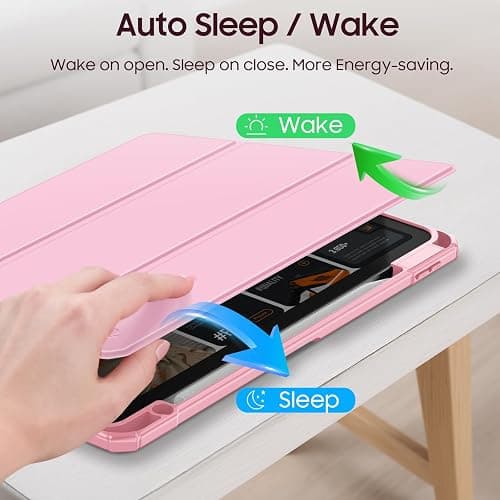 FINTIE Hybrid Case for iPad Air 11 Inch M3 (2025) / M2 (2024), iPad Air 5th / 4th Generation (2022/2020) - Shockproof Slim Clear Back Cover with Pencil Holder, Auto Wake/Sleep, Baby Pink thumbnail 9