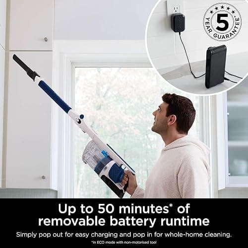 Shark PowerPro Cordless Stick Vacuum Cleaner, Lightweight, Floor Detect Technology, Anti-Hair Wrap Technology, Anti-Allergen Complete Seal, Flexible, Handheld mode, Navy Metallic, IZ380UK thumbnail 8