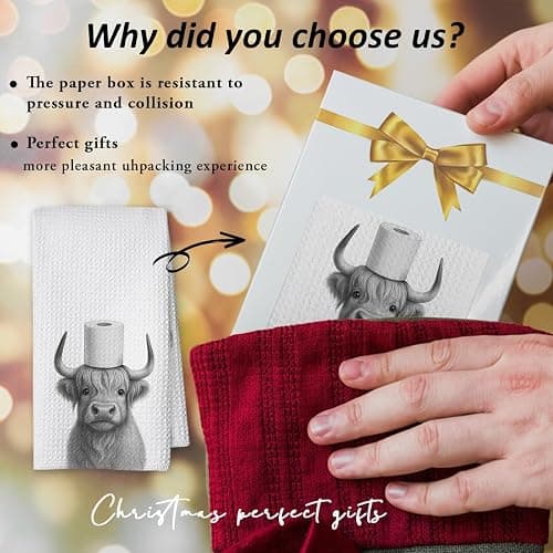 Threegoat Funny Cute Highland Cow Hand Towels for Bathroom,1 PCS Cow Decor Farmhouse Kitchen Towels,Animal Decorative Towels for Western Country,pet Gifts for Women, Pet Owners Housewarming - B02 thumbnail 4