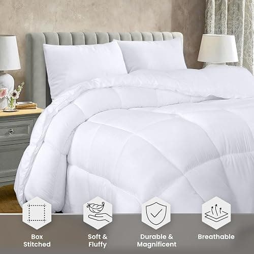 Utopia Bedding Comforter Duvet Insert, Quilted Comforter with Corner Tabs, Box Stitched Down Alternative Comforters Queen Size (White) thumbnail 5