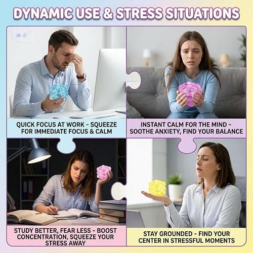 LAHAND 4Pack Cube Bubble Squishy Fidget Toy,Slow Rising Stress Cube,Soft Squishies Toys for Anxiety Stress Relief for Party Favors Gifts Classroom Prizes thumbnail 5