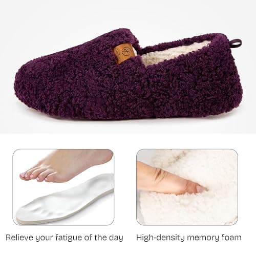 EverFoams Women’s Soft Curly Full Slippers Memory Foam Lightweight House Shoes Cozy Loafer with Polar Fleece Lining thumbnail 3