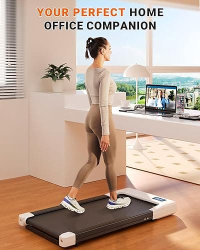 SupeRun Walking Pad, Under Desk Treadmill, 3 in 1 Portable Treadmill with Remote Control LED Display, 2.5 HP Quiet Walking Jogging Machine for Office Home Use, 250 Lbs Capacity - 05-White thumbnail 7