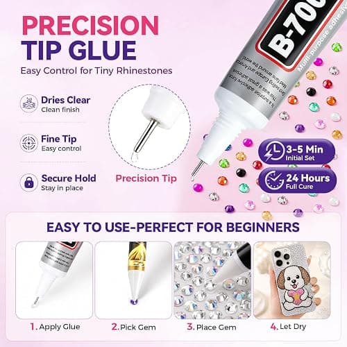 Rhinestone Bedazzling Kit, 40000 3mm Gems 40 Colors, B7000 Glue & Tools | Complete craft kit with gems and jewels for nail art, clothing, shoes, bags & decor thumbnail 6