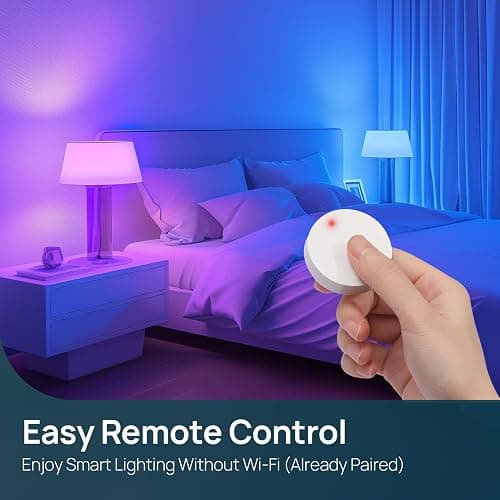 Linkind Smart Light Bulbs, Work with Alexa, Google Home, AiDot | Remote Control, 16 Million Color Changing, 1800K-6500K White, 2.4G WiFi+Bluetooth, Preset Scene, A19 E26, 60W 800LM, 4Pack thumbnail 3
