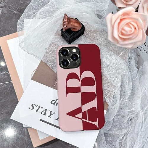 DAIZAG Personalized Monogram Initial Case Compatible with iPhone 17 16 15 14 13 Pro Max Pro Air Plus 12 11,Hybrid 2-Layer Hard Shell Phone Cover,Custom Large Name Red thumbnail 6