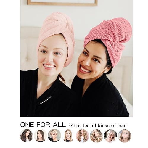 ROLSHOL 2 Packs Large Microfiber Hair Towels for Women, Super Absorbent & Quick Dry Hair Towel Wrap for Curly Long & Short Hair- Anti-Frizz Hair Turbans for Wet Hair（Coral Pink & Pink） - 27.5''*39.4'' thumbnail 5