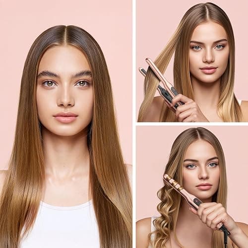 JAETON Small Flat Iron 3/10" Mini Hair Straightener for Short Hair Curling Iron for Edges,Mini Straightener for Travel,Fast Heat Up,Dual Voltage,Ceramic Tourmaline thumbnail 5