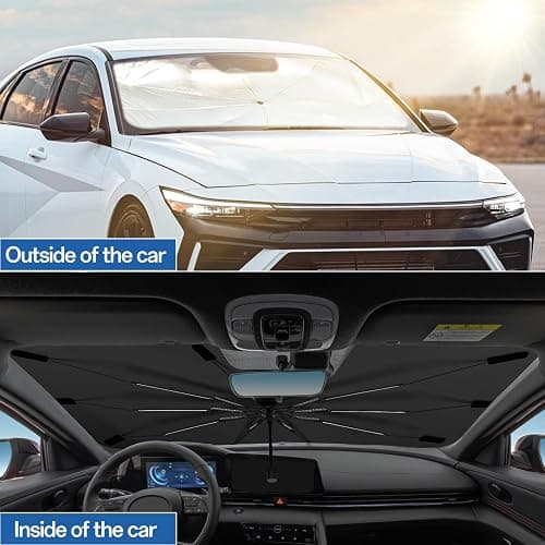 2025 Windshield Sun Shade Umbrella, Foldable Car Umbrella Sunshade with UV Block Car Front Window (Heat Insulation Protection) for Auto Windshield Covers Trucks Cars (Large) thumbnail 7