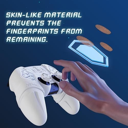 PlayVital Runes Edition Silicone Cover Skin for ps5 Controller with Thumb Grips & Touchpad Skin & D-pad Area Sticker, Anti-slip Controller Grip Cover Compatible with ps5 Charging Dock- White thumbnail 3