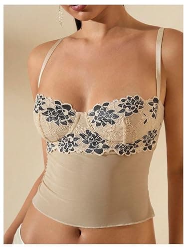 WDIRARA Women's Leopard Print Lace Crop Corset Top Low Cut Sexy Going Out Party Tops thumbnail 2