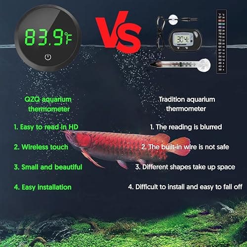QZQ Fish Tank Thermometer Aquarium Thermometer Wireless Touch Stick Digital Aquarium Thermometer LED Display ±1°F for Monitoring The Fish Tank Aquarium Temperature Accessories (Black) thumbnail 5