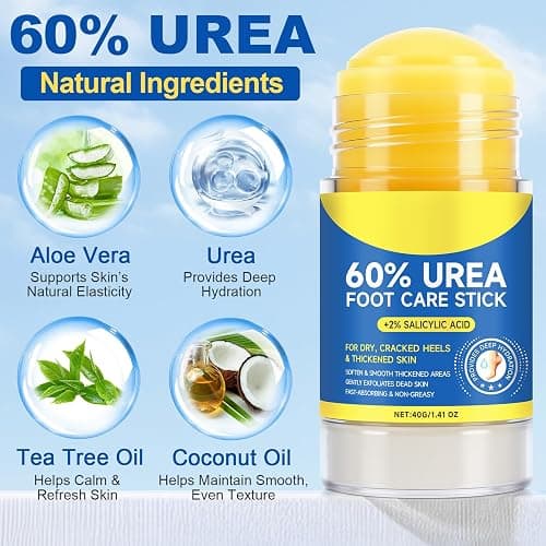 60% Urea with 2% Salicylic Acid Urea Foot Care Stick, Foot Cream Moisturizer for Dry Cracked Feet, Knees, Elbows, Hands,Moisturizes and Hydrates the Dry Skin,Callus Remover & Skin Softener -1.41oz thumbnail 2