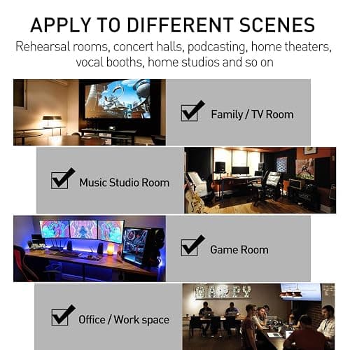 Focusound 24 Pack Acoustic Foam Panels 1" x 12" x 12" Sound Proof Foam Panles Soundproofing Noise Cancelling Wedge Panels for Home Office Recoding Studio with 240PCS Double-Side Adhesive thumbnail 6
