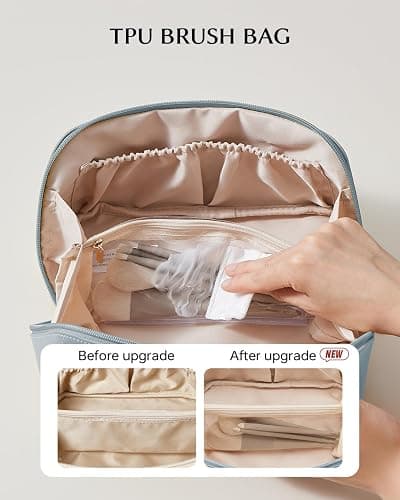 EACHY Travel Makeup Bag,Large Capacity Cosmetic Bags for Women,Waterproof Portable Pouch Open Flat Toiletry Bag Pattern Makeup Bag thumbnail 3