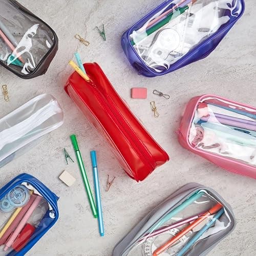 Soul Projekt Clear Pencil Case for Exams, Large Pink Transparent Exam Pencil Case for Students, Portable Clear Makeup Bag, PVC Pouch See Through Toiletry and Cosmetic Bag, Back to School Supplies thumbnail 7
