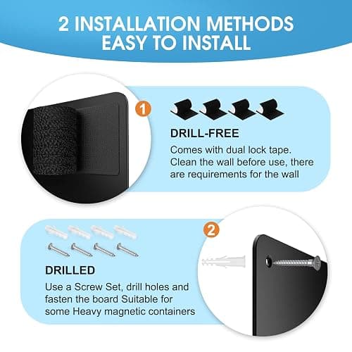 MaxGear Magnetic Board for Wall 17.5" x 11.4" Black Metal Magnet Board | Magnetic Bulletin Board Travel Wall Metal Board For Magnets Display Notes, Photos, and More, With Dual Lock Tape and Screws thumbnail 5