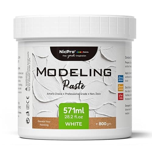 Nicpro Modeling Paste 571 ml / 28.2 oz for Acrylic Painting, High Density Acrylic Medium for Texture Art and Thickness, Structural Molding Texture Paste for Canvas Paint, Art Projects, DIY, 3D Effect - Image 1