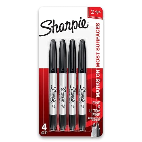 Sharpie Twin Tip Permanent Markers, Fine and Ultra Fine, Black, 4 Count - Image 1