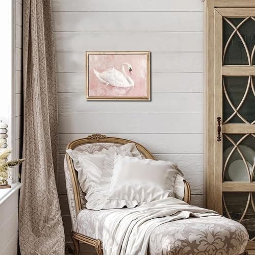 uniro Vintage Wall Art Prints Swan Decor Classical White Swan Canvas Oil Painting Poster for Pink Room Decor, Watercolor Vintage Art Pictures, Pastel Pink Coquette Room Decor for Nursery R oom Deco.r, Bedroom, Girly R.oom Decor for Nursery Bedroom Bathroom Office (8" x 10"-UNFRAMED) thumbnail 4