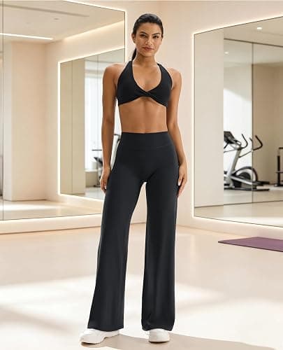 FOGFIRE Womens Wide Leg Yoga Pants High Waisted Straight Leg Leggings | No Front Seam, Buttery Soft Booty Lifting Gym Workout Leggings thumbnail 3