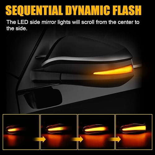 SUPAREE LED Side Mirror Turn Signal Lights, Sequential Dynamic Indicator Strip fit for 2014-2024 4Runner, 2013-2018 RAV4, 2015-2018 Noah-Smoked Lens thumbnail 2