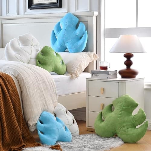 Leaf Pillow, Cute Decorative Throw Plant Pillow Aesthetic Decor Nature Pillow for Bed Couch, Leaves Shaped Pillow Perfect for Bedroom Living Room (Light Green, 15 Inches) thumbnail 5