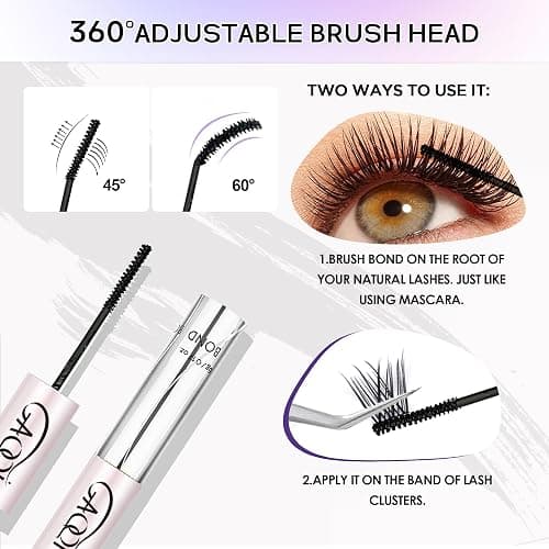 GAQQI Lash Cluster Glue + Remover Set, Lash Bond and Seal Waterproof, Long Lasting Eyelash Glue Strong Hold, Gentle Eyelash Remover for DIY Use (2Pcs Set) thumbnail 4