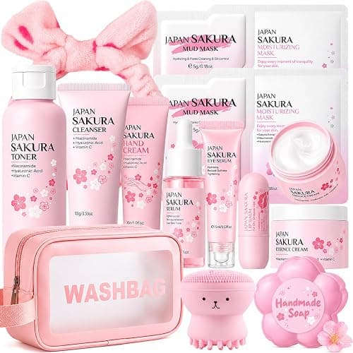 Sakura Skin Care Set for Kids & Teen, Birthday Christmas Gifts,15 PCS | Skincare for Girls 10-12, Skin Care for Kids 10-12, Kids Skin Care Set for Girls Ages 8-12, Face Care Kit, Daughter Gifts - Image 1