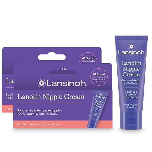 Lansinoh Lanolin Nipple Cream Safe for Breastfeeding Baby, 100% Natural Nipple Butter for Mom, Breastfeeding Essentials, 1.41 Ounces (2 Pack) - Image 1