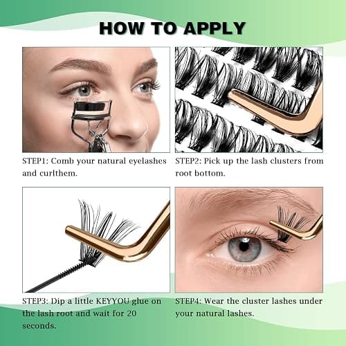 KEYYOU Lash Clusters 300pcs Individual Lashes 40D 0.07D Curl 9-18MIX DIY Eyelash Extension Large Tray Volume Soft&Natural Cluster Lashes(40D-0.07D,9-18MIX thumbnail 6