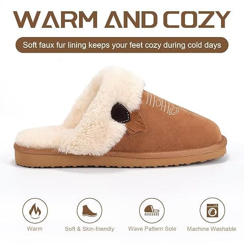OOW Fuzzy House Slippers for Women with Memory Foam Comfy Bedroom Fluffy Western Cowgirl Boot Slippers Indoor Outdoor Square Toe thumbnail 4