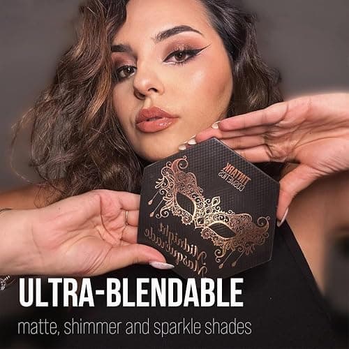 Black Smokey Eyeshadow Palette, Midnight Masquerade 21 Colors – Spectrum of Black Matte Shimmer Glitter Eye Shadow for Halloween Goth Makeup, Highly Pigmented, Talc Free thumbnail 3